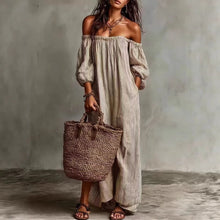 Women's Striped Off-Shoulder Maxi Dress — Spring/Summer Dress