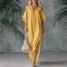 Women's Linen V-Neck Dress — Lightweight Loose Fit