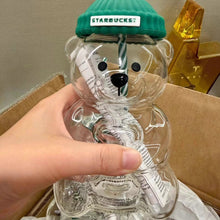 Bear-Shaped Glass Cup — Cute Ice Drink Cup with Straw
