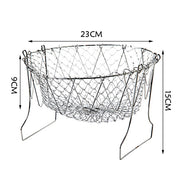 Stainless Steel Frying Basket — Foldable Draining Mesh