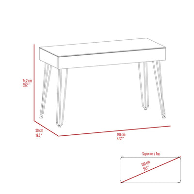 Baxter 120 Drawer Desk, Four Legs, One Drawer -Mahogany