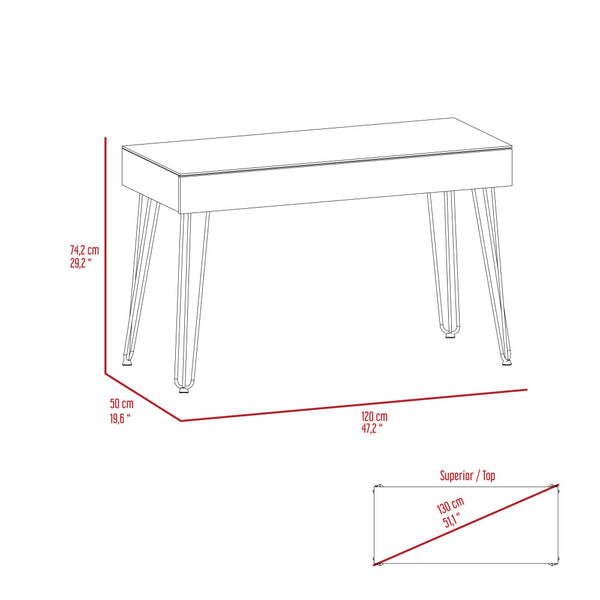 Mahogany Drawer Desk — Four-Leg Single-Drawer Writing Desk