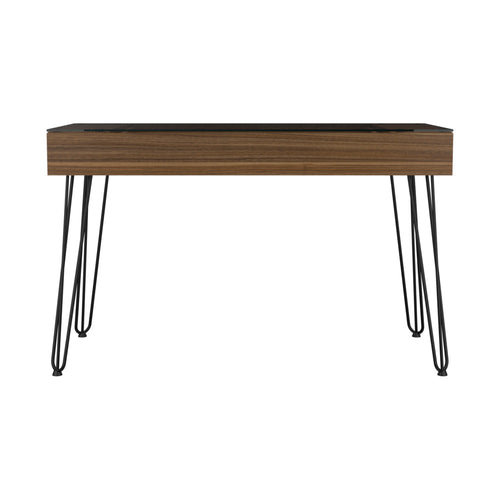 Baxter 120 Drawer Desk, Four Legs, One Drawer -Mahogany