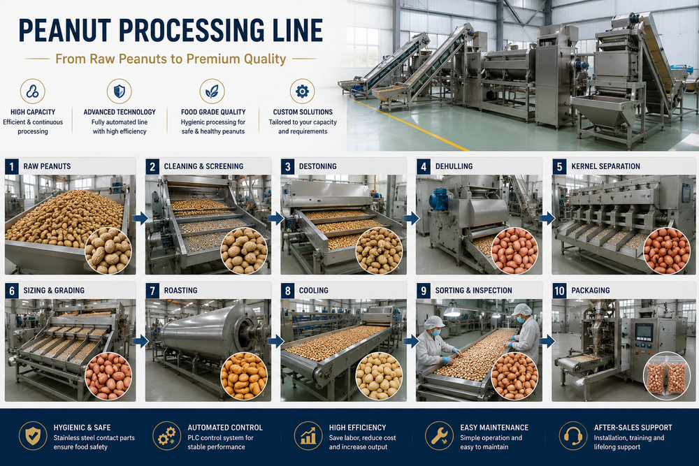 Peanut processing line
