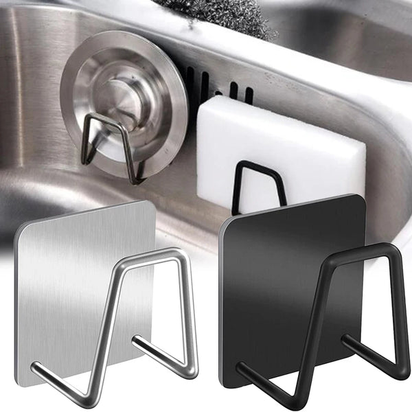 Kitchen Sink Shelf with Hooks — stainless steel