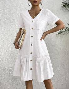 Women's Short-Sleeve Dress — Ruffled Hem