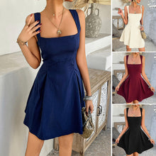 Women's Spaghetti Strap Dress — Elegant Solid Color Holiday Dress