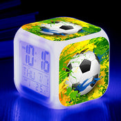 Football Pattern Alarm Clock — LED Color-Changing Square Clock