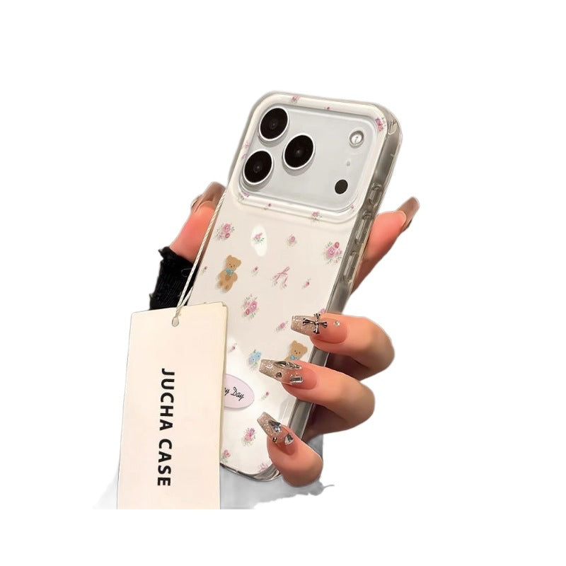 Floral Bear Case Suitable For Apple 17 Pro Max Phone Case 16 15 Pro 15 Cartoon 14 Cute 13 Hard Case 11