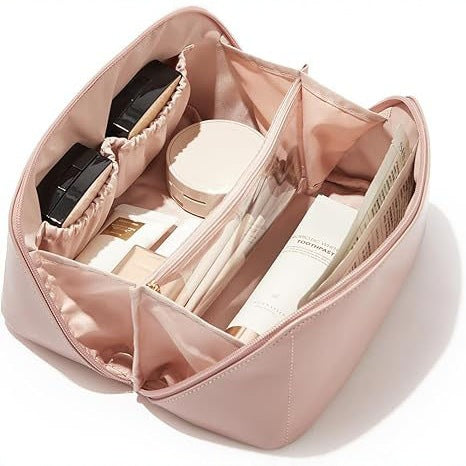 Travel Cosmetic Bag,Ladies Large Capacity Makeup Bag,Waterproof Portable Pouch Flat Cosmetic Bag