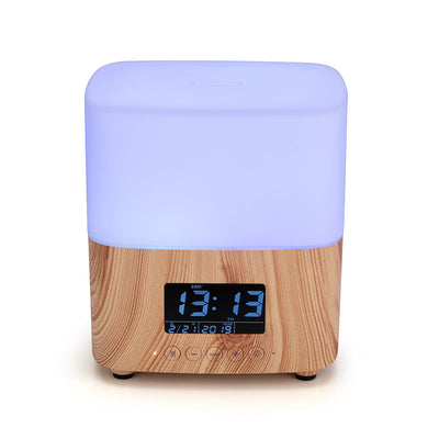 Spot Cross-Border Wood Grain Humidifier Household Small Digital Display Clock Smart 24V Ultrasonic Aromatherapy Humidifier