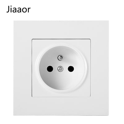 16A White French Standard Switch Socket Panel French Double With Usb+Type C European Socket Concealed Type 86
