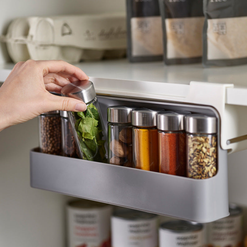 Plastic Condiment Bottle Storage Rack Kitchen Hanging Spice Rack Household Punch-free