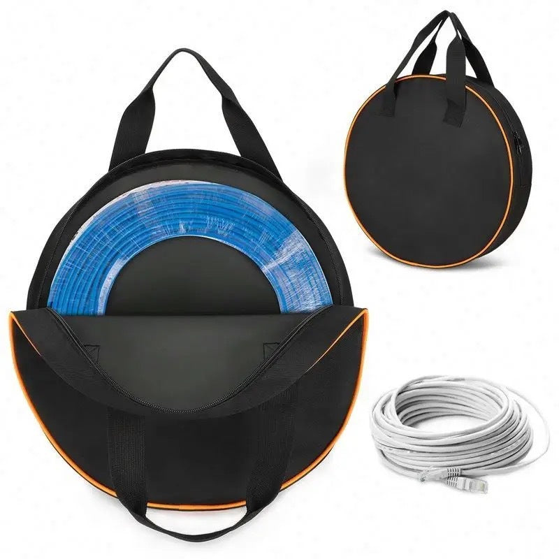 210D Oxford Cloth Bag With Printed Logo, Round Tool Bag For Electricians, Cable Storage, Portable With Printed Logo