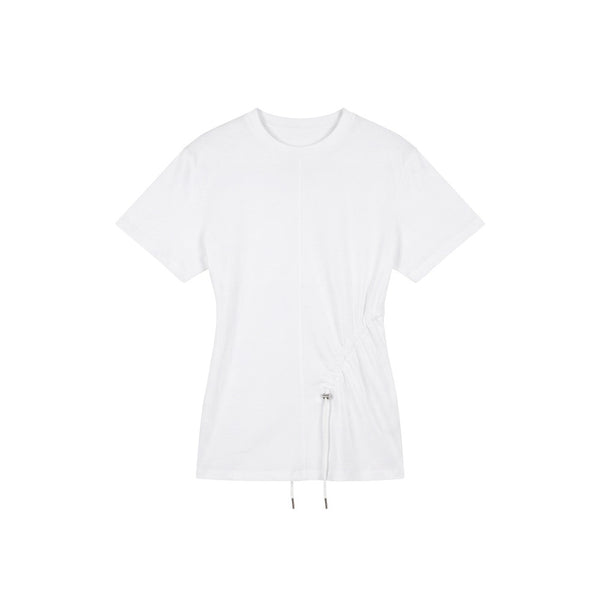 Women's Drawstring T-Shirt — Pleated Slim Fit