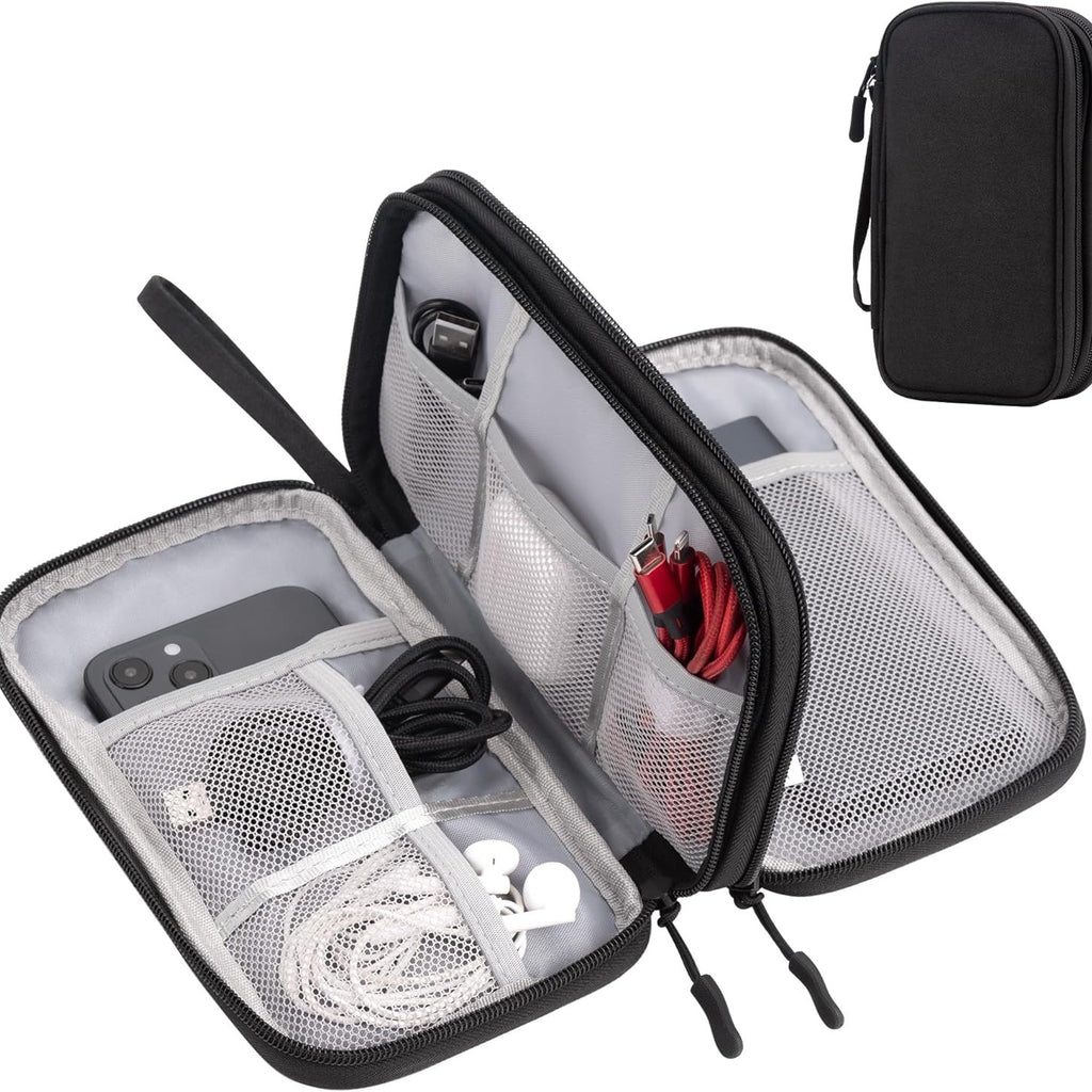 Double-Layer Portable Waterproof Electronic Storage Bag Travel Cable Organizer Box