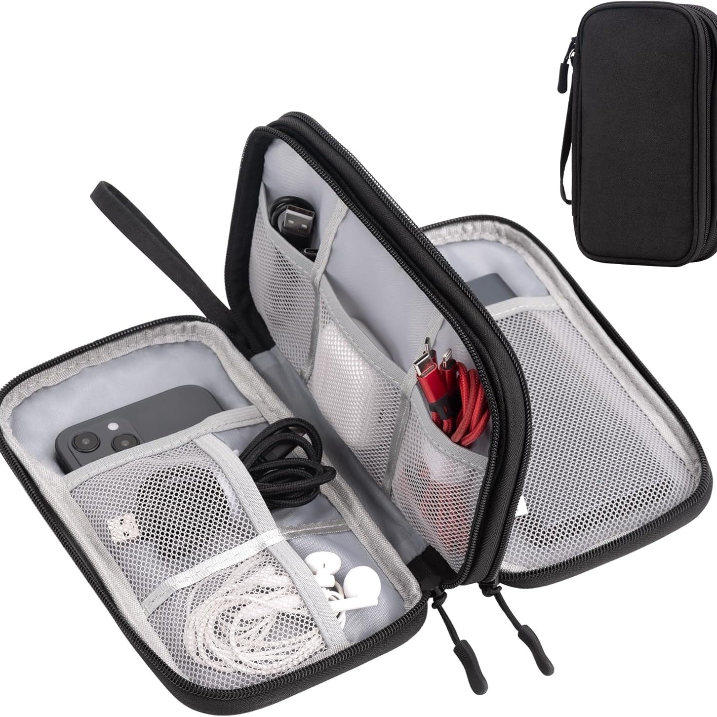 Double-Layer Portable Waterproof Electronic Storage Bag Travel Cable Organizer Box