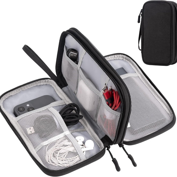 Waterproof Cable Organizer Box — Double-Layer Travel Storage
