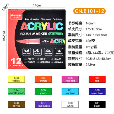 Guangna 8101 Acrylic Marker Pen Soft Tip Watercolor Pen Art-Specific Drawing Pen Direct Liquid Marker Pen Set