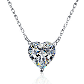 Cross-Border Hot-Selling Moissanite S925 Sterling Silver Necklace Women's Fashion Simple Accessible Luxury Korean Heart-Shaped Moissanite Necklace