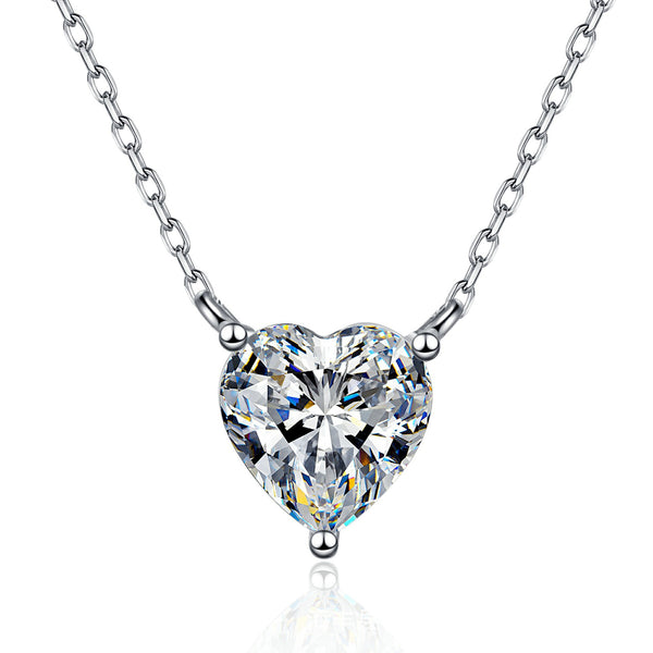 Heart Moissanite Necklace — S925 Sterling Silver