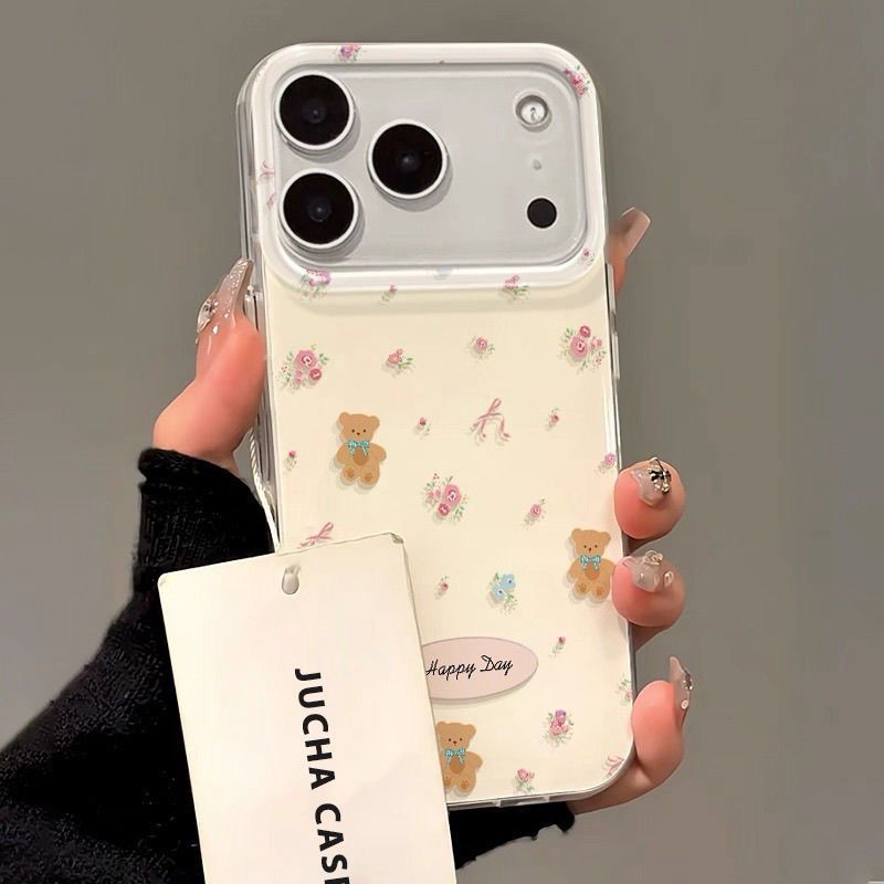 Floral Bear Case Suitable For Apple 17 Pro Max Phone Case 16 15 Pro 15 Cartoon 14 Cute 13 Hard Case 11