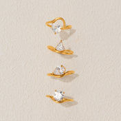 Dazan Various Styles Of Rings 18K Vacuum Electroplated Geometric Line Design Versatile Rings Light Luxury Zircon Rings