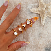 Dazan Various Styles Of Rings 18K Vacuum Electroplated Geometric Line Design Versatile Rings Light Luxury Zircon Rings