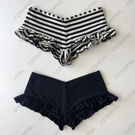 Y2K Style Striped Lace Hot Girl Shorts Women's Shorts
