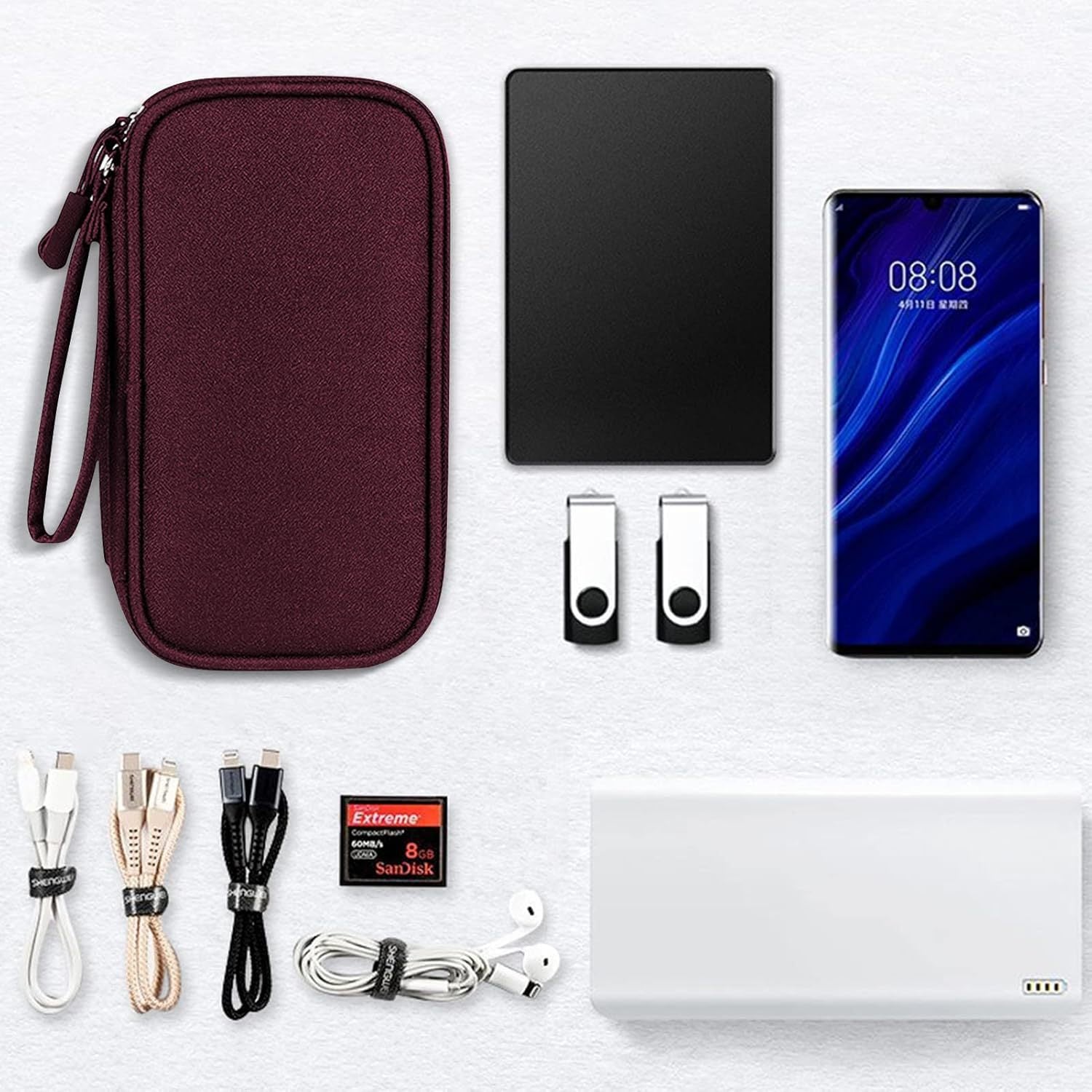 Custom Electronic Storage Bag Travel Cable Organizer Electronic Accessories Carrying Case Waterproof Double Layer Digital Pouch