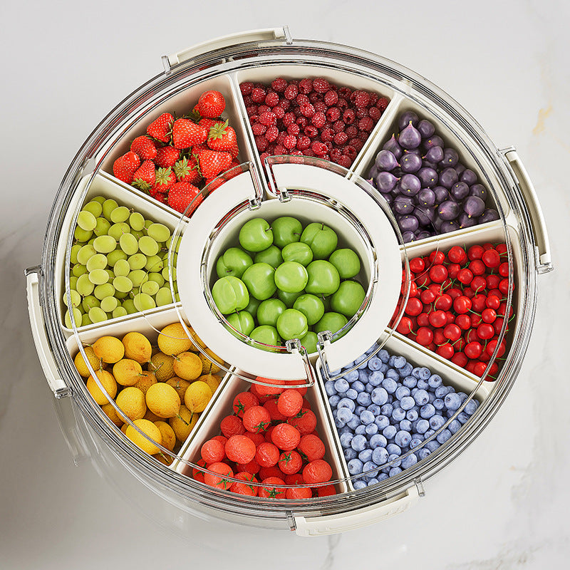 9-Compartment Rotating Spice Box — Sealed Kitchen Storage Tray