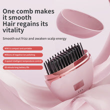 Wireless Negative Ion Hair Straightener Mini Rechargeable Hair Straightening Comb Portable Travel