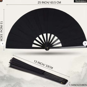 Kung Fu Fan Making Fan Wordless Taiji Fan Sound Fan Children's Performance Fan Plastic Martial Arts Practice Red Fan Dance Fan