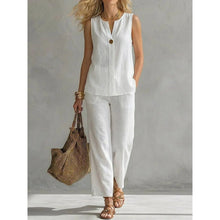 Women's V-Neck Sleeveless Top & Wide-Leg Pants Set