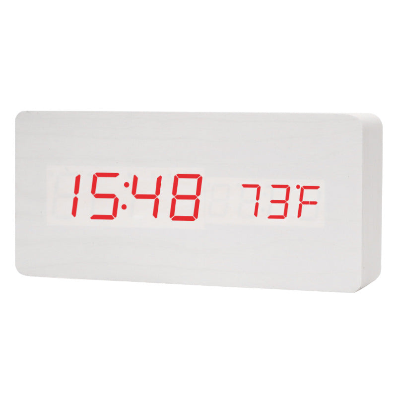Retro Wooden Alarm Clock — Silent LED Digital Clock