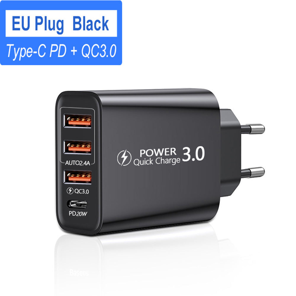 Multi-Port Travel Charger — USB & USB-C PD Adapter