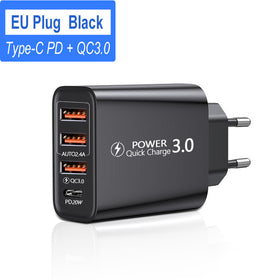 Travel Charger US Regulations 3USB + Type-C Charging Head 3USB + PD Multi-phone Adapter