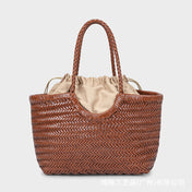 Women's Woven Leather Basket Bag — Vintage Shoulder Bag