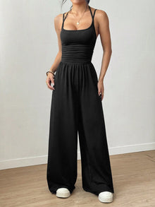 Women's Wide-Leg Jumpsuit — Casual Chest-Wrap Sling