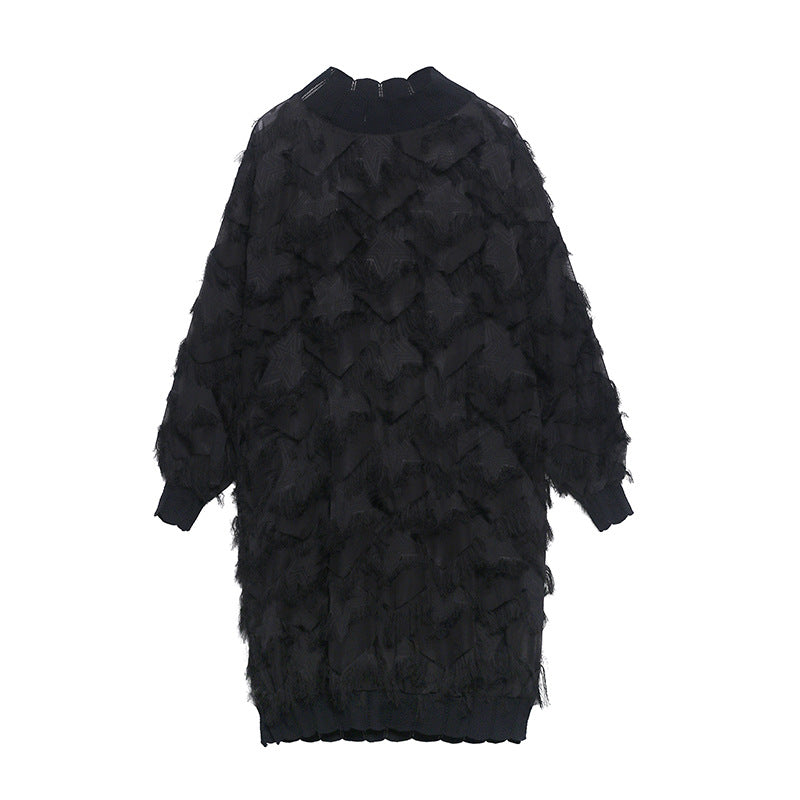 Women's Lace Mesh Long-Sleeve Dress — Floral Detail