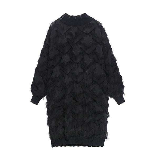 Women's Lace Mesh Long-Sleeve Dress — Floral Detail