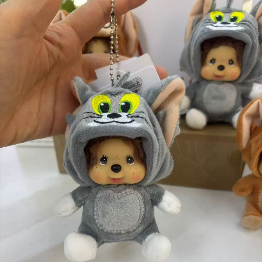 Monchhichi Cartoon Doll Keychain Car Key Cute Style Bag Accessory