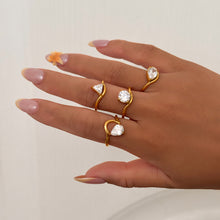 18K Gold-Plated Geometric Ring — Zircon Line Design Ring