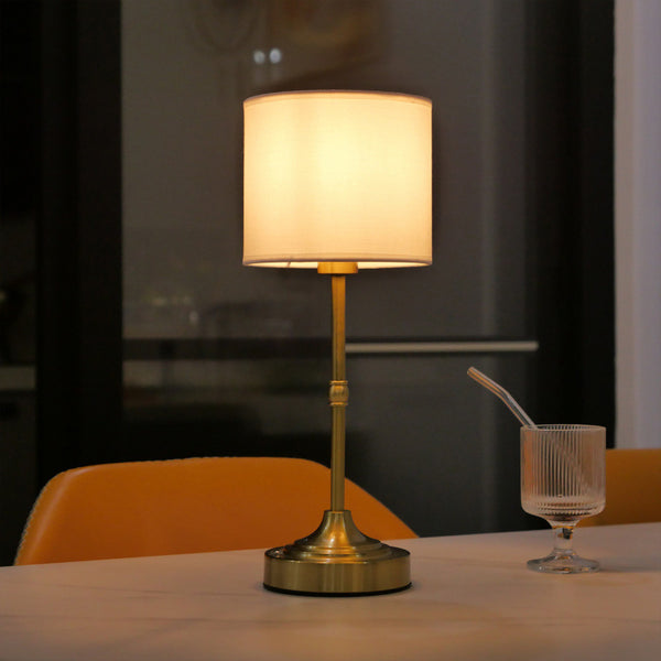 Retro Fabric Table Lamp — Rechargeable Bedside Night Light