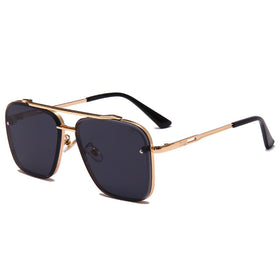 Cross-Border New Metal Double-Beam Edge-Cut Sunglasses For Men Driving European And American Trendy Street Photography Sunglasses For Women