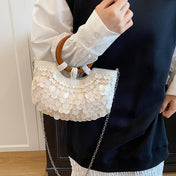 New Fairy-Style Handmade Shell Bag With Wooden Handle, Beach Vacation Chain Shoulder Crossbody Bag