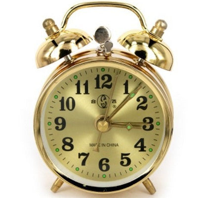 Classic Vintage Manual Wind-Up Mechanical Gear Alarm Clock With Oversized Bell Sound, Metal Horseshoe Design By Zhao Zhuoyou