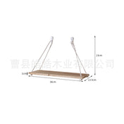 Solid Wood Wall Shelf — Single-Line Bookshelf