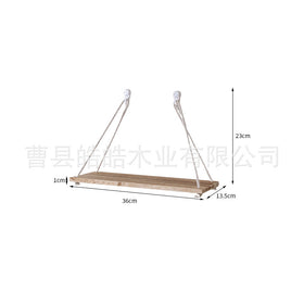 Wood One-Line Partition Solid Wood Bookshelf Wall Decorative Shelf