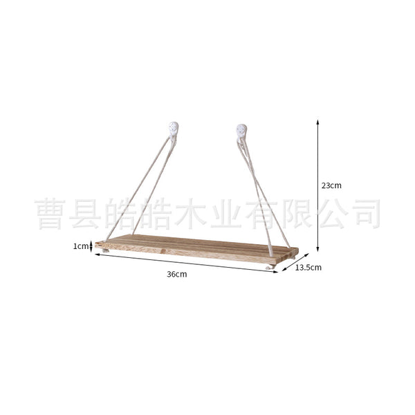 Solid Wood Wall Shelf — Single-Line Bookshelf
